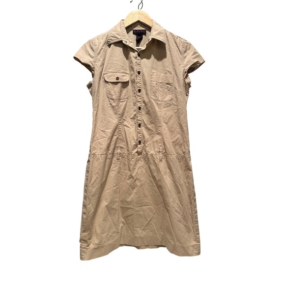 Ralph Lauren Dresses & Skirts - Ralph Lauren Vintage Khaki Safari Shirt Dress Utility‎ Button Front Size 10 Y2K